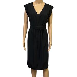 Motherhood Maternity Black V Neck Midi Empire Waist Short Sleeve Dress Medium